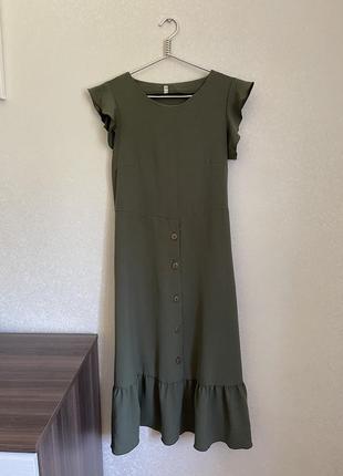 Платье миди цвет хаки