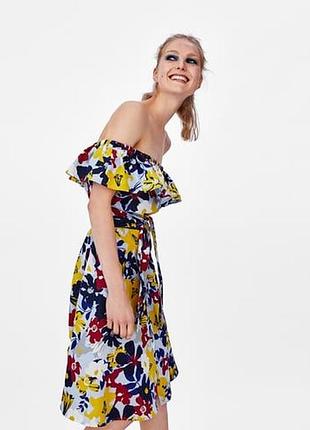 Zara платье на плечи лён