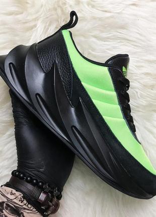 Adidas sharks green black. мужские кожаные демисезонные кроссовки адидас.6 фото