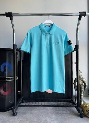 Мужское поло стон айленд / качественное поло stone island в синем цвете на лето