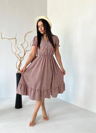 Літня жіноча сукня міді з невеликим розрізом колір мокко розмір 42-44, 46-48, 50-528 фото