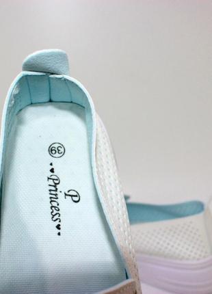 🟠 білі літні сліпони туфлі  мокасини з перфорацією6 фото