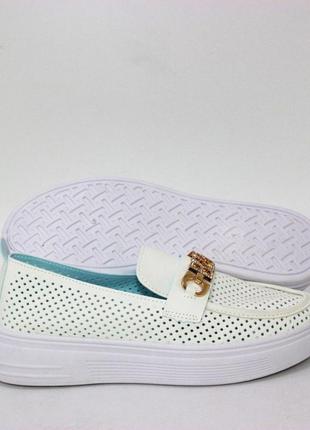 🟠 білі літні сліпони туфлі  мокасини з перфорацією5 фото