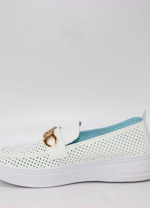 🟠 білі літні сліпони туфлі  мокасини з перфорацією9 фото