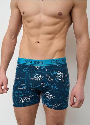 Чоловічі труси боксери написи колір синій tom john 13101 - 1 шт.
