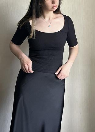 Топ h&m в рубчик кроп топ блуза блузка футболка майка джемпер гольф лонгслів