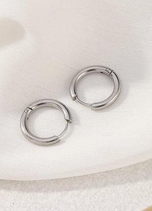 Серьги круглые серебристые 12 мм