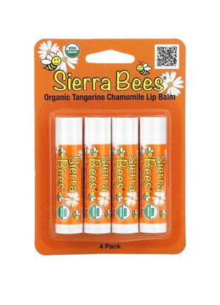 Sierra bees органические бальзамы для губ с ароматом мандарина и ромашки, 4 шт в упаковке по 4,25&nbsp;г