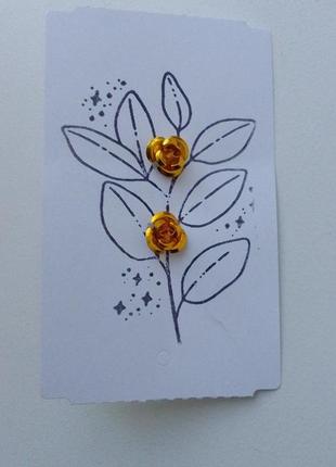 Серьги гвоздики с розами роза цветы женские серьги