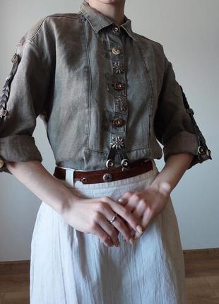 Вінтажна австрійська австрія amann тірольська сорочка з едельвейсами6 фото