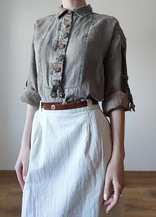 Винтажная австрийская австрия amann тирольская рубашка с эдельвейсами