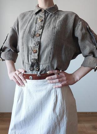 Вінтажна австрійська австрія amann тірольська сорочка з едельвейсами2 фото