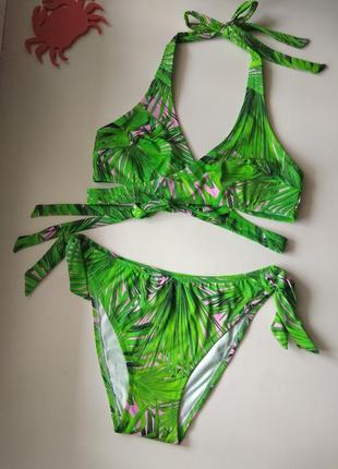 36р. яркий купальник на завязках, бюст на запах la redoute