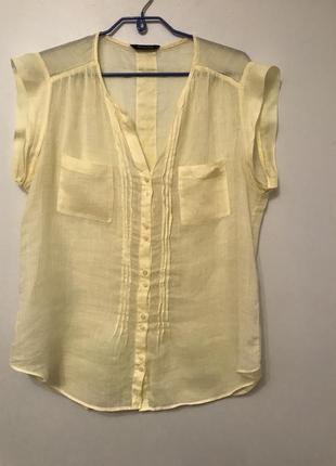 Легка якісна блуза бледно желтого цвета i з екологічно чистого матеріалу massimo dutti p.42/xl