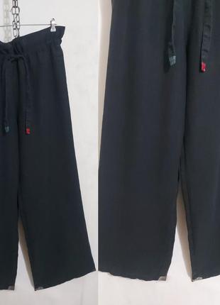 Льняные брюки палаццо, широкие штанины пояс на кулиске этно стиль gudrun sjoden6 фото