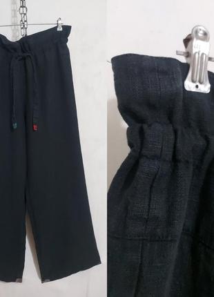 Льняные брюки палаццо, широкие штанины пояс на кулиске этно стиль gudrun sjoden2 фото