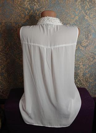 Красива біла блуза жіноча з перлами розмір 44 /46/48 блузка блузочка4 фото