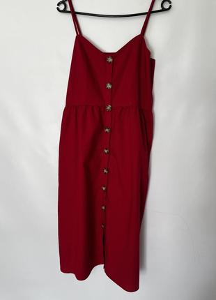 Червона міді сукня з кишенями