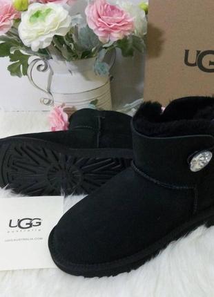 Угги женские mini bailey button bling black ugg australia в украине 1003889 код 10038895 фото