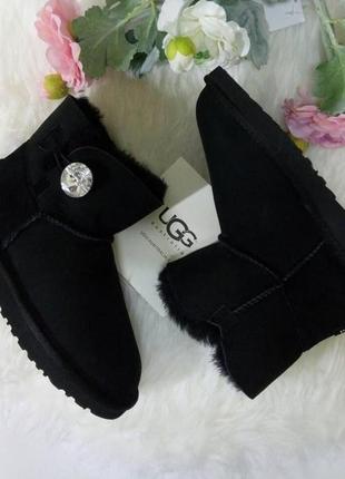 Угги женские mini bailey button bling black ugg australia в украине 1003889 код 10038893 фото