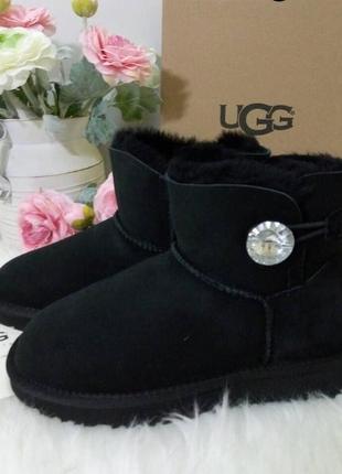 Угги женские mini bailey button bling black ugg australia в украине 1003889 код 10038891 фото