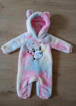Красивый комбинезон с капюшоном/ плюшевый комбинезон для девочки/ человечек patpat care bear