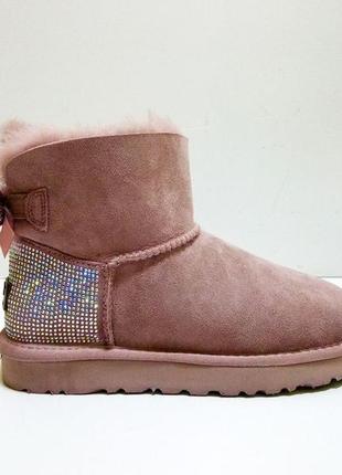 Угги женские пудровые оригинал ugg australia в стразах пятка. . (1012668-4)2 фото