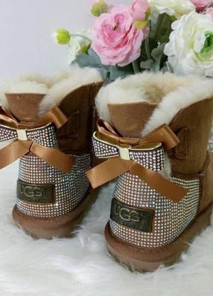 Угги женские коричневые оригинал ugg australia в стразах пятка.  (1012668-2)7 фото