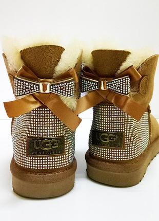 Угги женские коричневые оригинал ugg australia в стразах пятка.  (1012668-2)8 фото