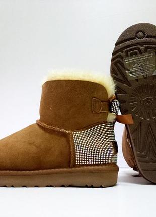 Угги женские коричневые оригинал ugg australia в стразах пятка.  (1012668-2)10 фото