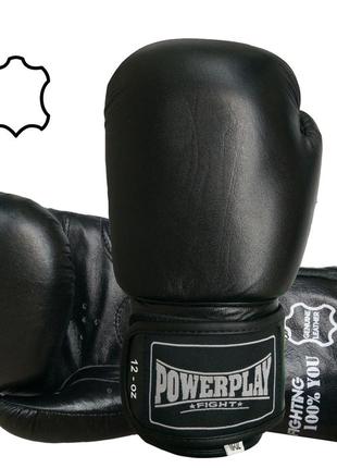 Боксерские перчатки powerplay 3088 impulse черные (натуральная кожа) 12 унций1 фото
