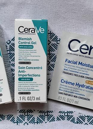 Набір cerave — зволожувальний сонцезахисний крем для обличчя spf 30, активний гель-догляд і глубоко очисний гель проти недосконалостей шкіри обличчя2 фото