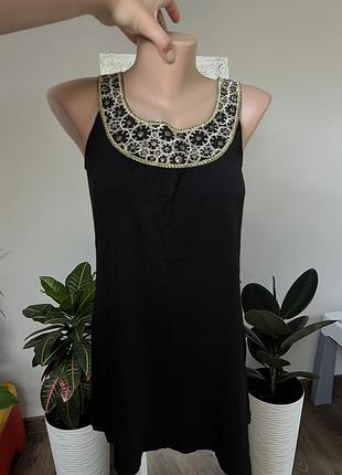 Черная длинная кофта на короткий рукав майка нарядная летняя с вышивкой очень красивая кофта без рукава