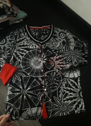 Легкая блузка кофточка в абстрактный принт в виде мелкой плотной сеточки marc cain1 фото