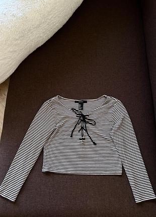Лонгслив топ с длинным рукавом forever 21 с завязками на груди