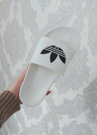 Жіночі шльопанці adidas white black logo / smb4 фото