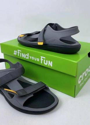Чоловічі сандалії crocs yellow mens swiftwater expedition sandal slate Toppings/black сірі original2 фото