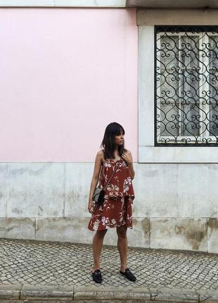 Шифонове ярусне літнє плаття сукня сарафан вільного крою квіткове5 фото