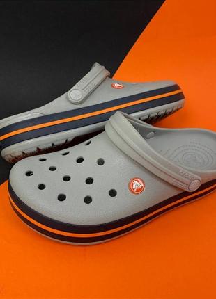 Купить мужские кроксы сабо сrocs original crocband light grey/navy серые