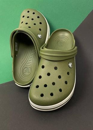 Мужские кроксы сабо crocs original crocband army green хаки2 фото