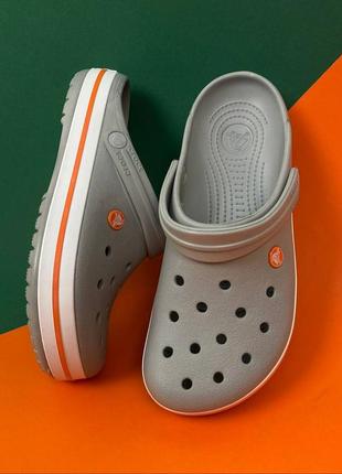 Крокси сабо original crocs crocband light grey/bright coral сірі