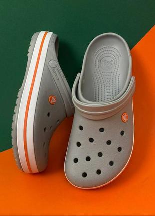 Крокси сабо original crocs crocband light grey/bright coral сірі1 фото