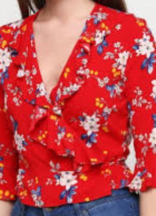 Літня блузка з віскози на зав'язках, жіноча кофточка у квітковий принт2 фото