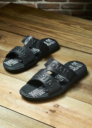 Шлепанцы мужские кожаные черные