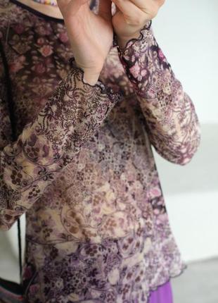 Полупрозрачная блуза сетка с цветами
