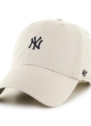 Кепка 47 brand new york yankees base runner бежевый, серый уни osfa b-bsrnr17gws-nt