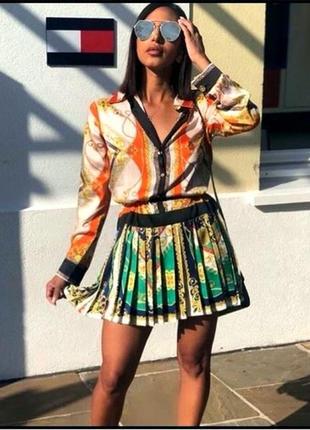 Абсолютний фаворит блогерів сукня в стилі versace плаття сорочка сатинова принт patchwork zara