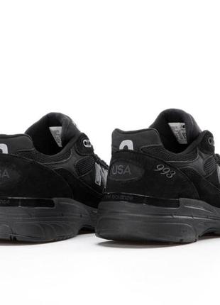 Чоловічі чорні кросівки new balance 993 triple black( нью беленс 993 повністю чорні замшеві)8 фото