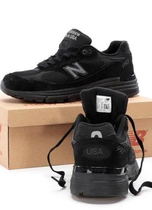 Чоловічі чорні кросівки new balance 993 triple black( нью беленс 993 повністю чорні замшеві)3 фото