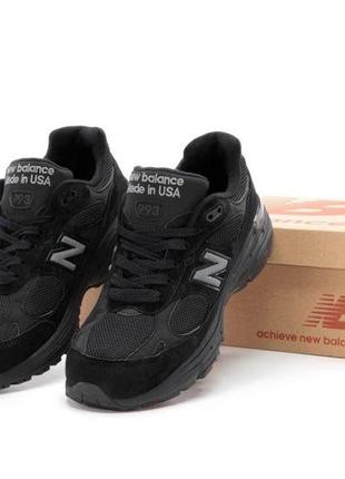 Чоловічі чорні кросівки new balance 993 triple black( нью беленс 993 повністю чорні замшеві)5 фото